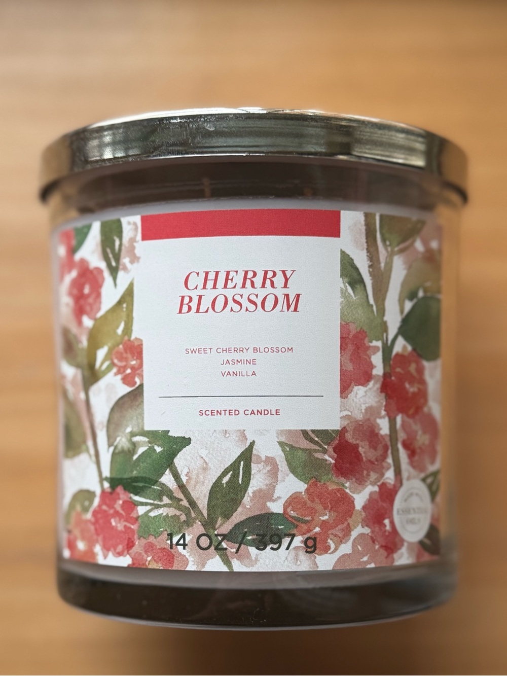 Sonoma Cherry Blossom Scented Candle - Coral Pink & Green